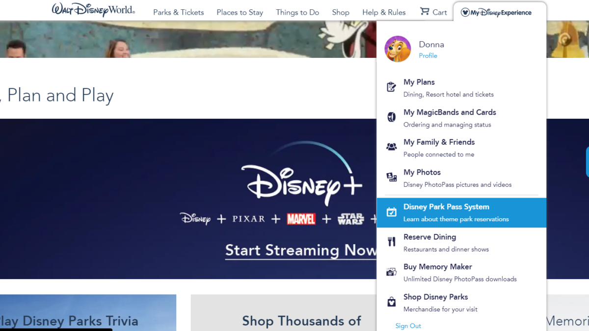 Disney Park Pass Theme Park Reservation System for Walt Disney